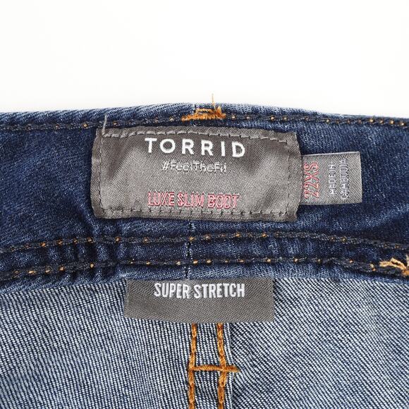 Torrid Womens 22XS Super Stretch Blue Jeans Luxe Slim Boot Dark Wash - Picture 9 of 12